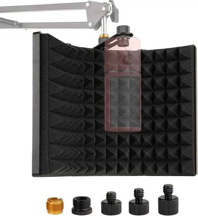 Main image of Microphone Isolation Shield, Foldable Mic Sound Absorbing Foam for Condenser Microphone Mic Arm Stand Recording Equipment Studio, High Density Absorbent Foam to Filter Vocal by Frgyee