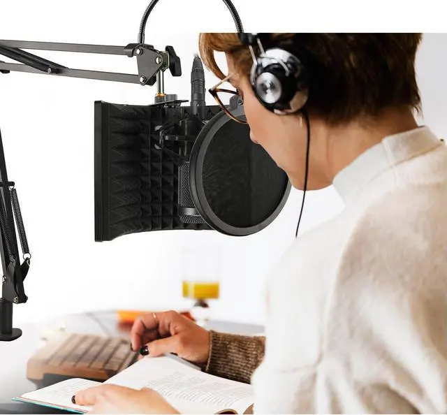 Alt view image 7 of 7 - Microphone Isolation Shield, Foldable Mic Sound Absorbing Foam for Condenser Microphone Mic Arm Stand Recording Equipment Studio, High Density Absorbent Foam to Filter Vocal by Frgyee