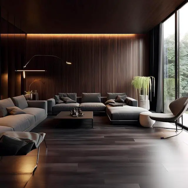 Alt view image 5 of 7 - Wood Slat Wall Panel, Easy Installation, Versatile, Enhanced Acoustic Design, Suitable for Living Room, Bedroom, Kitchen & Offices (2 Pcs, Black Walnut), 47.2x23.6x0.87 Inch Each, Mollywell