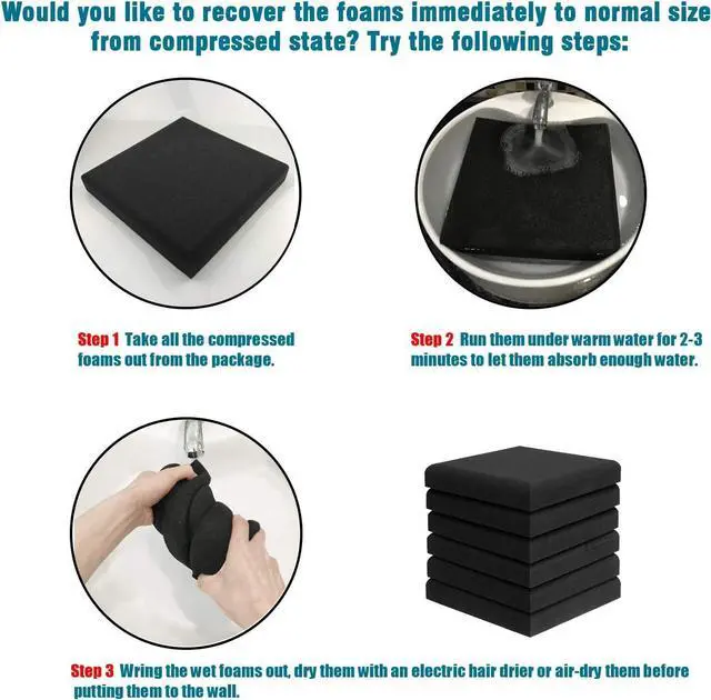 Alt view image 3 of 6 - JBER Acoustic Studio Foam, 24 Pack 2" X 12" X 12" Round C-Panel Sound Foam Panels Soundproofing Treatment Studio Wall Padding Sound Absorbing Fireproof Pyramid Wedge Tiles