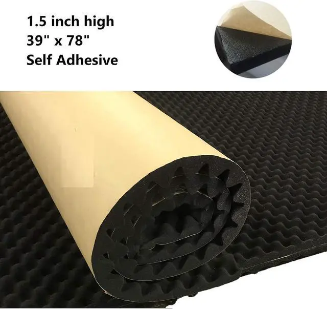 Alt view image 3 of 3 - BookishBunny Self Adhesive High Density Acoustic Foam Egg Crate Panel Studio Foam Wall Panel 39" x 78" (1.5" Black)