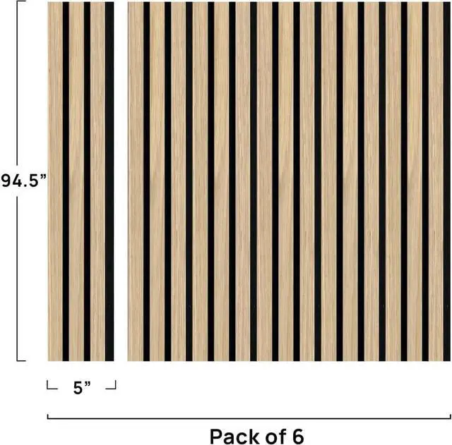 Alt view image 2 of 7 - Concord Acoustic Wall Panels | Wood 3D Wall Panels Slat Wall Paneling - Pine | 94.5 x 5 Each | Soundproof Paneling | Wall Panels for Interior Wall Decor - COA1426 (Pack of 6) 18.7 sqft. -M