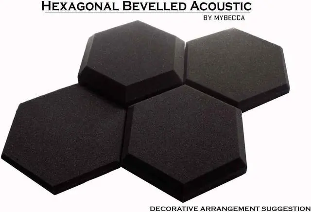 Alt view image 3 of 4 - Mybecca 12 pack Hexagon (Hexagonal) Acoustic Foam Tiles Soundproofing Wall Panels 2 inches by 6 inches Color: Charcoal