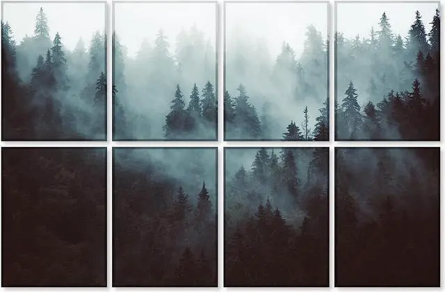 Main image of BUBOS 8 Pack Art Acoustic Panels Soundproof Wall Panels,48X32Inches Sound Absorbing Panels,Decorative Acoustical Wall Panels, Acoustic Treatment for Recording Studio,Adhesive Included,Fog Forest