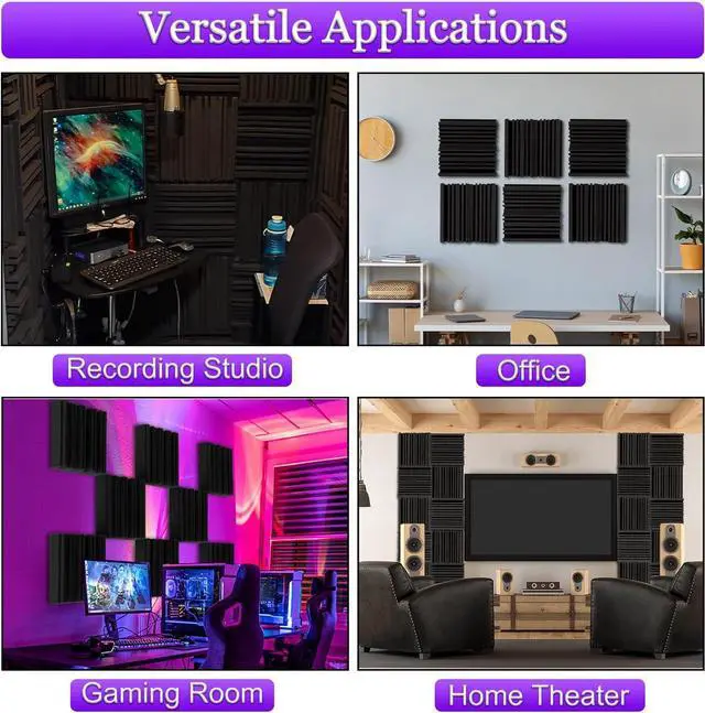Alt view image 5 of 6 - TroyStudio Thick Acoustic Foam Panels, 12 X 12 X 2 Inch 36 Pcs Broadband Sound Absorbing Foam, Dense Soundproof Padding Tile, Recording Studio Foam Absorber, Groove Decorative 3D Wall Ceiling Panel