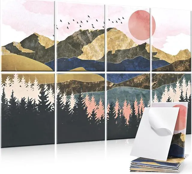 Main image of Tutmyrea Art Acoustic Panels, 48"X32" Self-adhesive Sound Proofing Padding, 8 Pack Acoustical Soundproof Wall Panels, Decorative Sound Absorbing Panels for Home & Office (Mountain Tree)