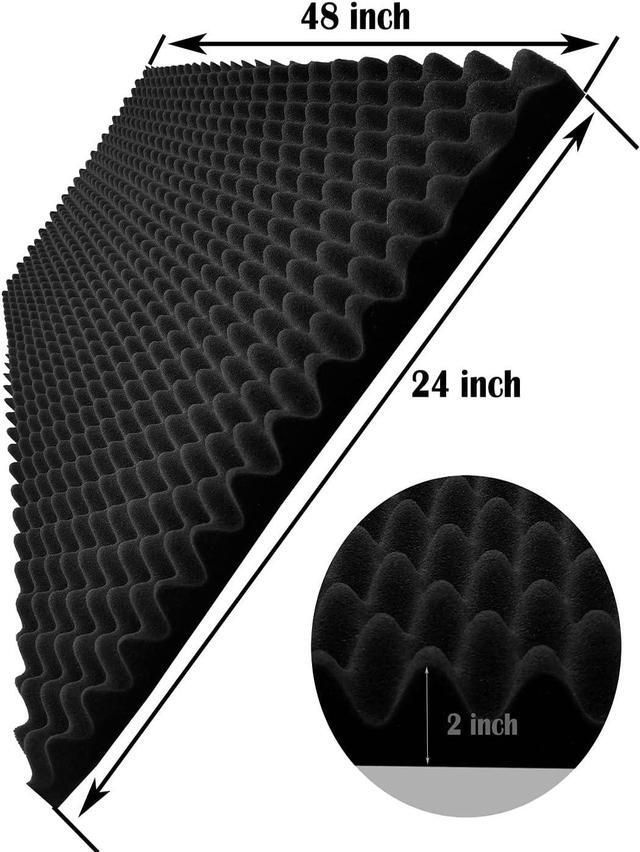 Alt view image 2 of 7 - Yaolabjer 48"X 24"X 2" Egg Crate Foam Panel, Black Sound Proof Foam Panels, Acoustic Foam, Noise Cancelling Foam Studio Foam Panel, Sound Panels Noise Reducing For Walls1 PCS