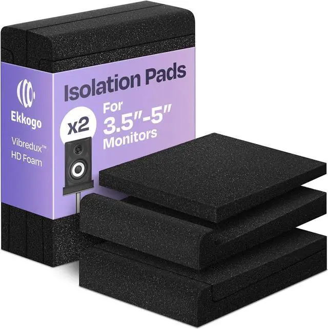 Main image of Ekkogo Pair of Studio Monitor Isolation Pads Premium Acoustic Foam to Elevate Audio Ideal Speaker Foam for 3-4.5 Inch Speakers Enhanced with Vibredux HD Foam for Superior Isolation