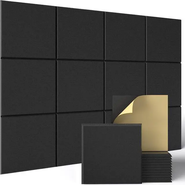 Main image of Sonicism 12 Pack Acoustic Wall Panels with Self-Adhesive, 12" X 12" X 0.4" Sound Proof Foam Panels, Decorative Soundproof Wall Panels, Sound Proof Absorbing Tiles for Home & Offices, Black