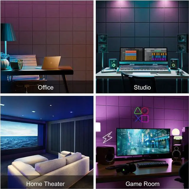 Alt view image 6 of 6 - Sonicism 12 Pack Acoustic Wall Panels with Self-Adhesive, 12" X 12" X 0.4" Sound Proof Foam Panels, Decorative Soundproof Wall Panels, Sound Proof Absorbing Tiles for Home & Offices, Black