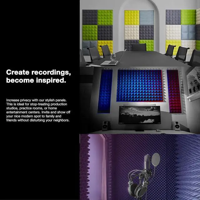 Alt view image 6 of 7 - Sonic Acoustics 12 Pack Acoustic Foam Panels 7" X 7" X 12" Sound Absorbing Panel, Bass Trap Studio Foam, Corner Block Finish, Sound Panels Soundproof Sound Insulation Absorbing