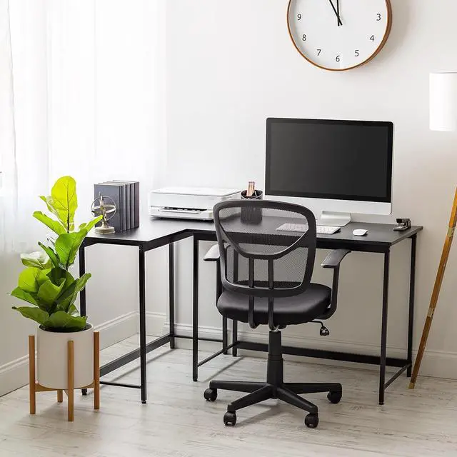 Alt view image 5 of 5 - IRIS USA 39 Inch Modern Laptop and Computer Desk Office Table for Home Office, Water and Scratch Resistant Surface Gaming Desk, Easy to Assemble Black Desk