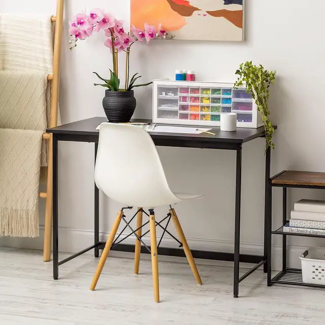 Alt view image 2 of 5 - IRIS USA 39 Inch Modern Laptop and Computer Desk Office Table for Home Office, Water and Scratch Resistant Surface Gaming Desk, Easy to Assemble Black Desk