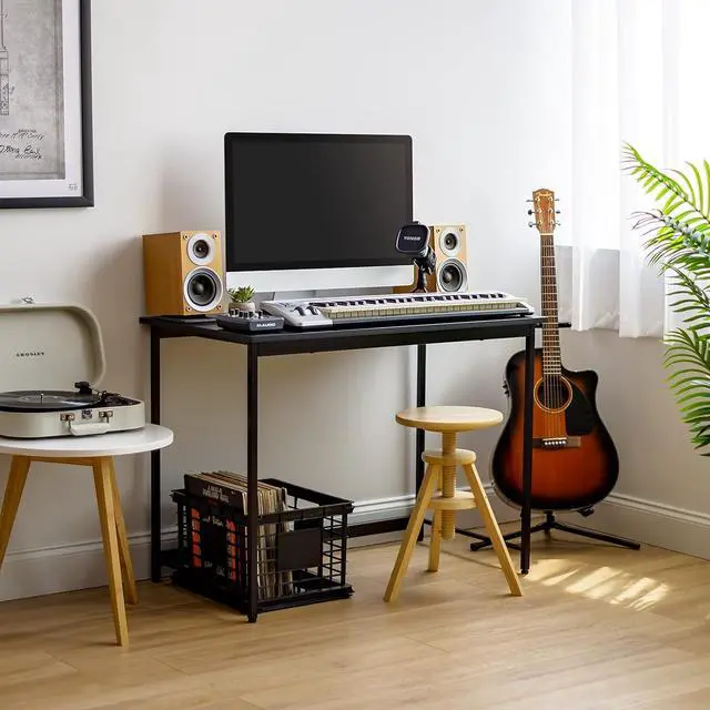 Alt view image 4 of 5 - IRIS USA 39 Inch Modern Laptop and Computer Desk Office Table for Home Office, Water and Scratch Resistant Surface Gaming Desk, Easy to Assemble Black Desk