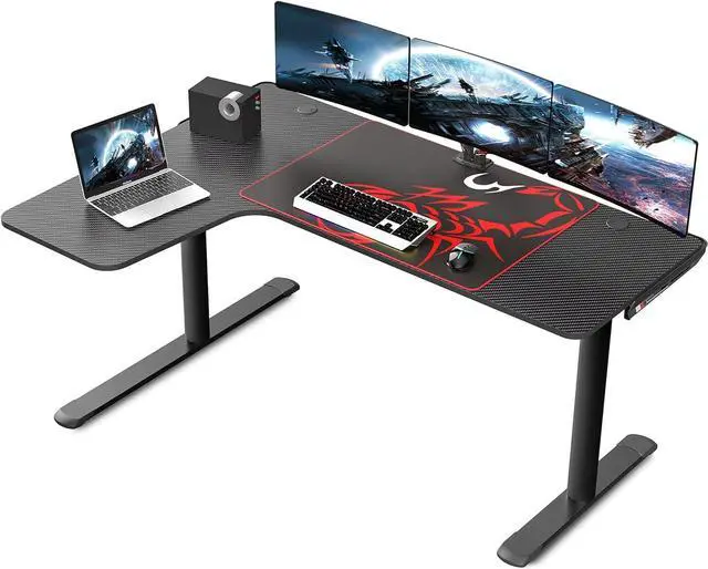 Main image of EUREKA ERGONOMIC L Shaped Gaming Desk, 60 Inch L60 Home Office Corner PC Computer Gamer Table Large Writing Workstation Gifts w Mouse Pad Cable Management, Space Saving, Easy to Assemble, Left, Black