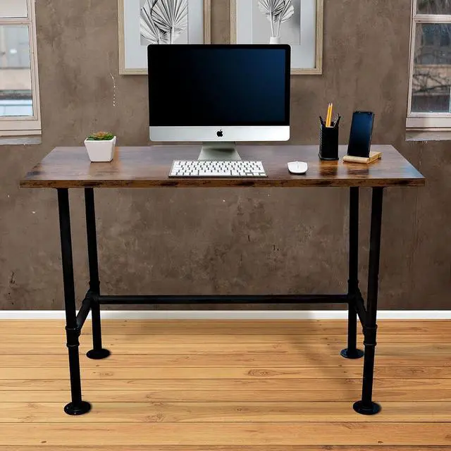 Alt view image 2 of 7 - Industrial Pipe Desk Work From Home Set Up, Rustic Industrial Desk Home, Rustic Pipe Table With Industrial Pipe Desk Industrial Computer Desk Workstation Metal Industrial Desk Style Modern Study Desk