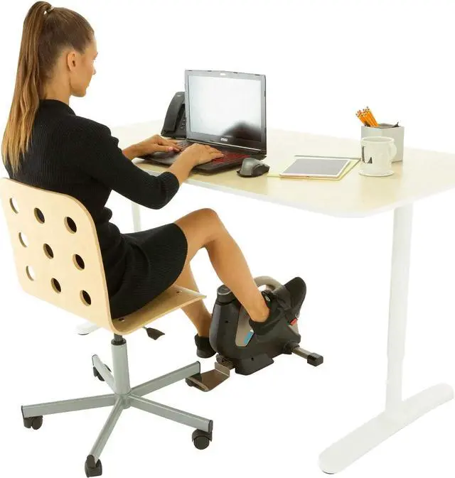 Alt view image 2 of 6 - EXERPEUTIC Bluetooth Under Desk Exercise Bike with Extendable Chair Hook for All User Height and Free MycloudFitness APP, Gold, Black (7149) not EXERPEUTIC 900E Bluetooth Under Desk All User Height