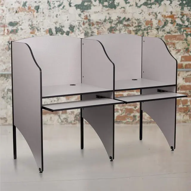 Main image of Flash Furniture Kevin Starter Study Carrel with Thermal Fused Surface and Panels and Wire Management Grommets in Nebula Grey Finish