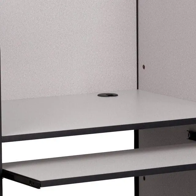 Alt view image 5 of 7 - Flash Furniture Kevin Starter Study Carrel with Thermal Fused Surface and Panels and Wire Management Grommets in Nebula Grey Finish