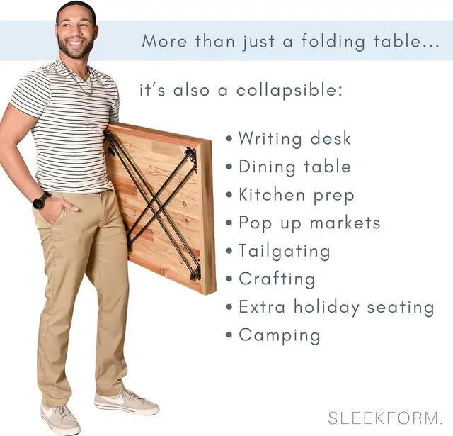 Alt view image 6 of 7 - Sleekform Folding Desk Lightweight Portable Wood Table, Small Wooden Foldable No Assembly Required