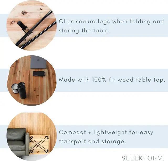 Alt view image 7 of 7 - Sleekform Folding Desk Lightweight Portable Wood Table, Small Wooden Foldable No Assembly Required