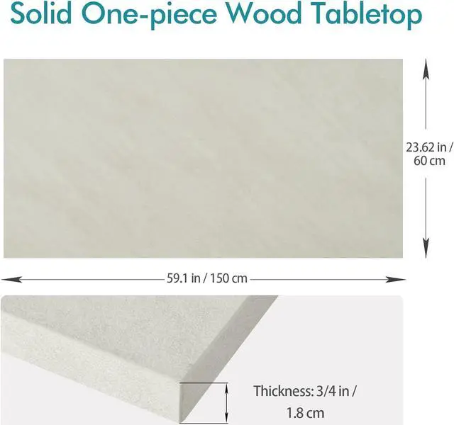 Alt view image 2 of 7 - Kaboon Universal Tabletop 59.1"x23.62", Solid One-Piece Melamine Table Top, Double Desk L-Desk DIY, Home and Office Countertop, Sea Salt/White