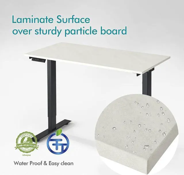 Alt view image 4 of 7 - Kaboon Universal Tabletop 59.1"x23.62", Solid One-Piece Melamine Table Top, Double Desk L-Desk DIY, Home and Office Countertop, Sea Salt/White