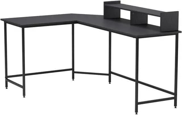 Alt view image 4 of 7 - ivinta Modern L-Shaped Computer Office Desk, Gaming Corner Desk with Monitor Stand, Home Office Study Writing Table Workstation for Small Spaces