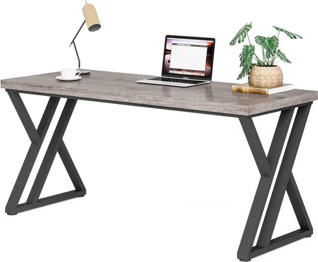 Main image of LITTLE TREE 55 Inch Large Simple Industrial Computer Desk Study Writing Table Home Office Workstation,Grey