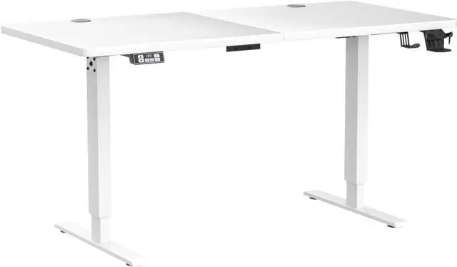 Alt view image 6 of 7 - Electric Standing Desk Height Adjustable Computer Desk 55 inches Home Office Gaming Desk Writing Computer Workstation PC Simple Sit-Stand Large Working Area Student Kids Study Desk (White)