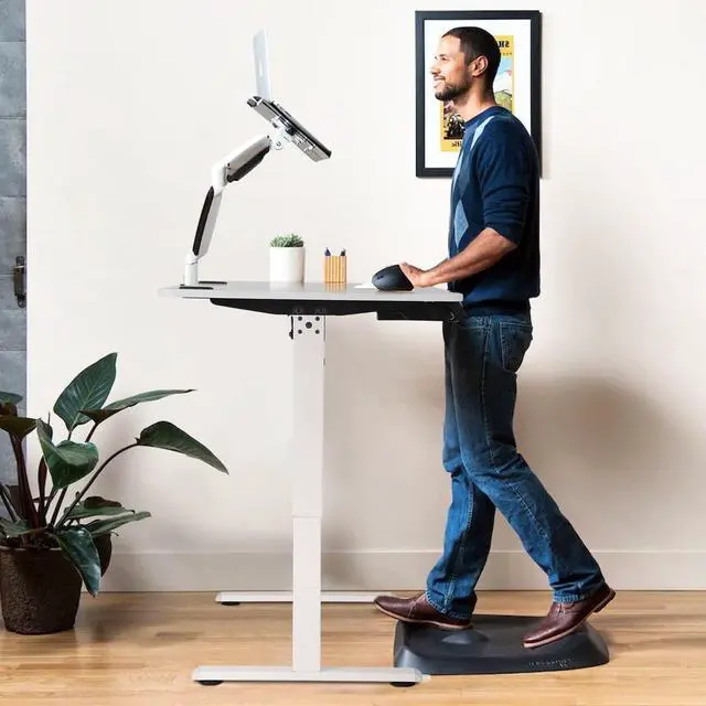 Alt view image 2 of 7 - Electric Standing Desk Height Adjustable Computer Desk 55 inches Home Office Gaming Desk Writing Computer Workstation PC Simple Sit-Stand Large Working Area Student Kids Study Desk (White)