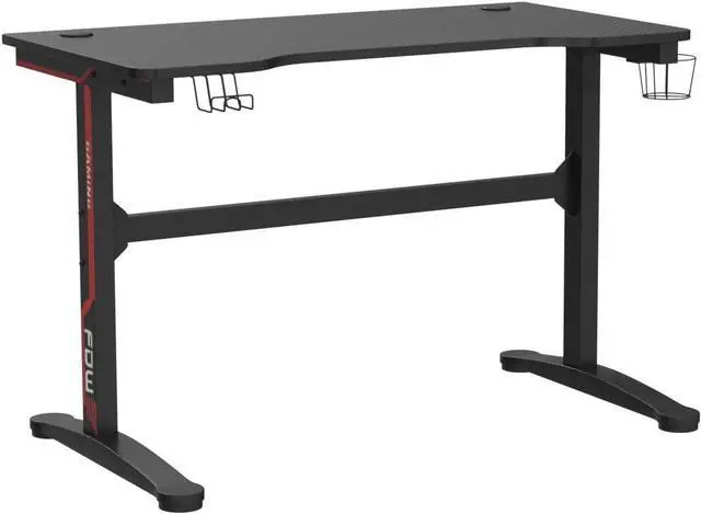 Alt view image 5 of 7 - Computer Desk Gaming Desk 47 inches Office Desk Carbon Fiber Cup Holder and Socket Rack Full-Surface Mouse Pad