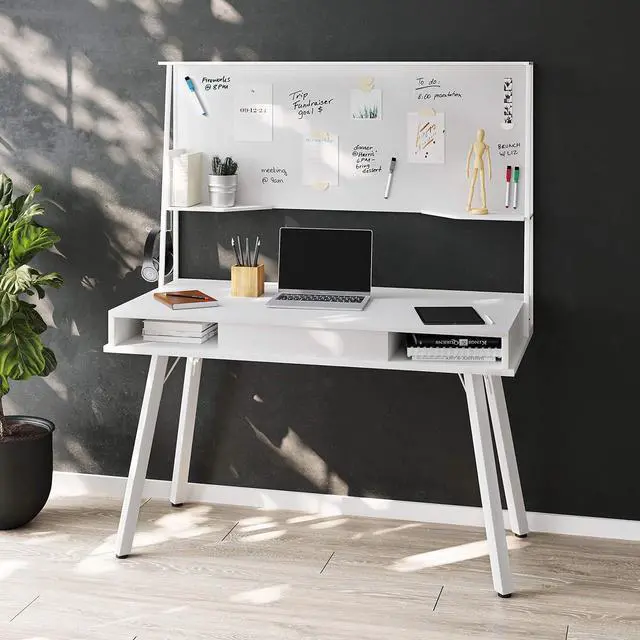Alt view image 2 of 7 - Techni Mobili Study Computer Storage & Magnetic Dry Erase White Board Home Office Desk