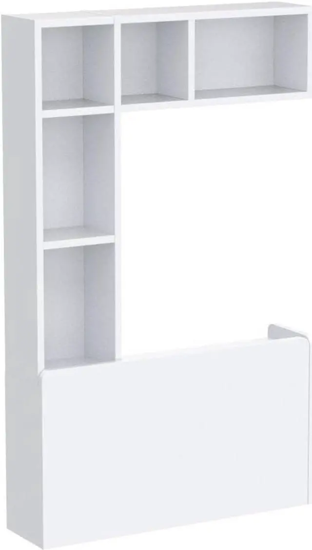 Alt view image 6 of 7 - Pmnianhua Floating Desk,Wall Mounted Desk Folding,Hidden Pull Down Desk,Space Saving Desk,Folding Wall Desk for Small Space Apartment Bedroom(White)
