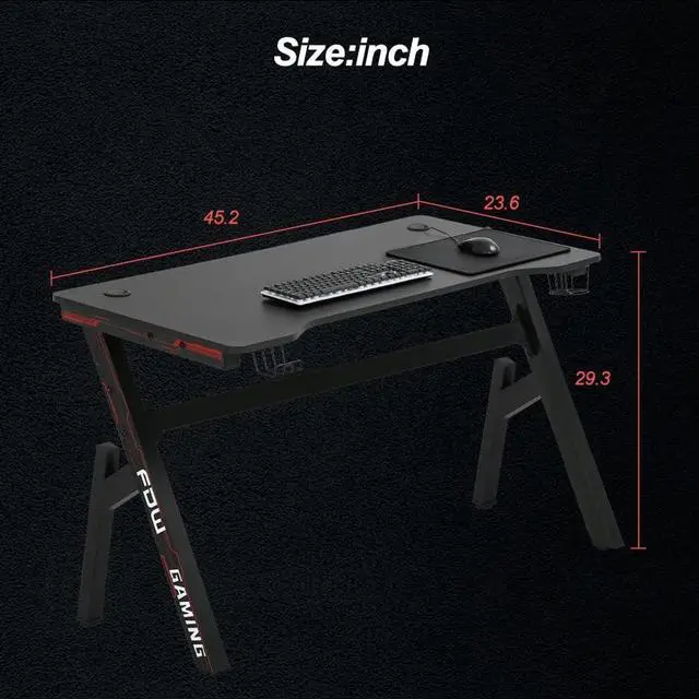 Alt view image 2 of 7 - PayLessHere Gaming Desk Z-Shaped More Structure Stable 47" Computer Desk, Ergonomic Racing Style Table for Home Office, Games, Study, Writing