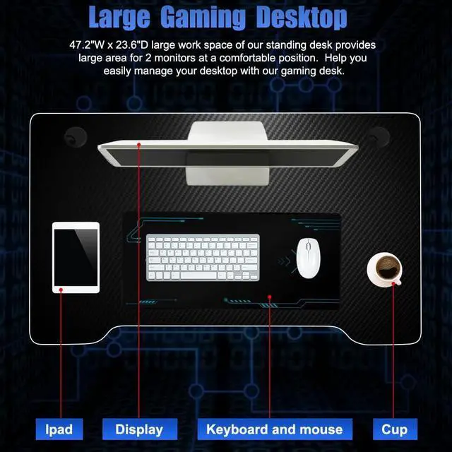 Alt view image 7 of 7 - PayLessHere Gaming Desk Z-Shaped More Structure Stable 47" Computer Desk, Ergonomic Racing Style Table for Home Office, Games, Study, Writing
