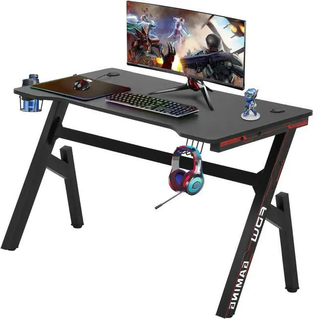 Main image of PayLessHere Gaming Desk Z-Shaped More Structure Stable 47" Computer Desk, Ergonomic Racing Style Table for Home Office, Games, Study, Writing