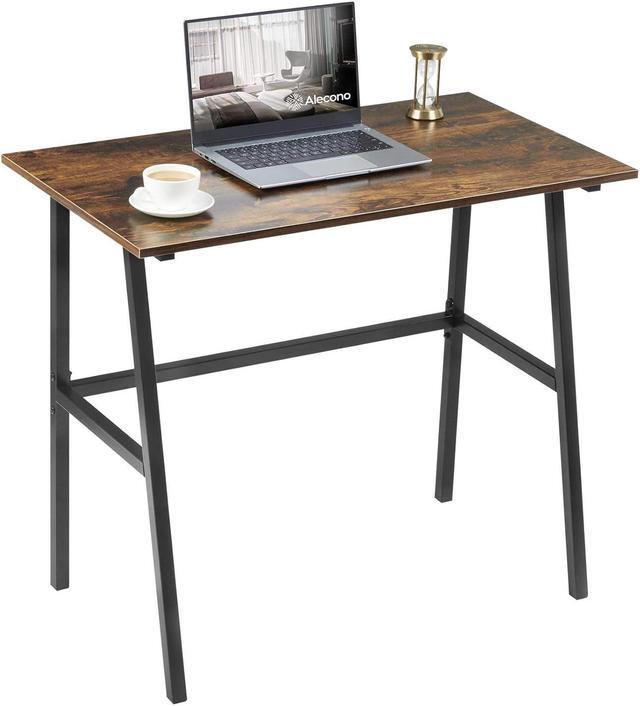 Main image of Alecono Small Computer Desk 35'' Study Writing Desk for Small Spaces Modern Simple Metal Frame Rustic Brown