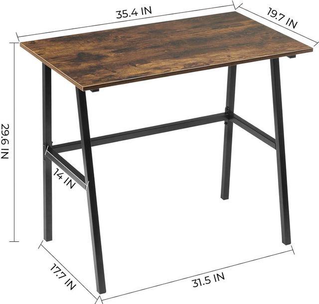 Alt view image 3 of 7 - Alecono Small Computer Desk 35'' Study Writing Desk for Small Spaces Modern Simple Metal Frame Rustic Brown