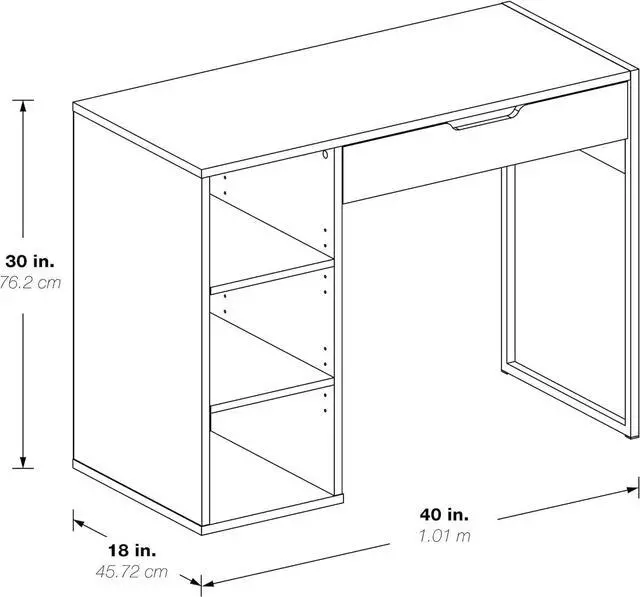 Alt view image 3 of 7 - OSP Home Furnishings Ravel 40-Inch Wide Writing Desk, White