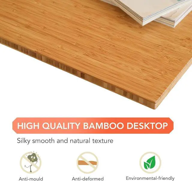 Alt view image 7 of 7 - FLEXISPOT Whole Piece 48"x24" Desk Board for Electric Standing Desk Curved Natural Bamboo