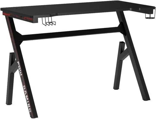 Alt view image 6 of 7 - Computer Desk Gaming Desk Student PC Desk Writing Desk Office Desk Modern Ergonomic Racing Style Table Workstation Carbon Fiber Headphone Hook (47in, Red)