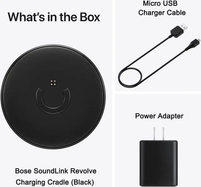Alt view image 3 of 7 - 3.3ft Charging Cradle Bose SoundLink Revolve, Charging Dock for Bose SoundLink Revolve+,Charger Adapter for Bose SoundLink Revolve II, SoundLink Revolve II+ Bluetooth Speaker, Bose Charger Dock(Black)