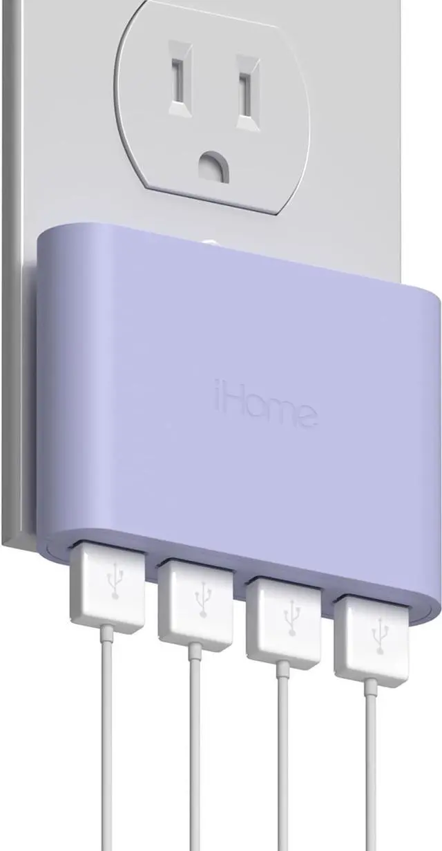 Main image of iHome Slim USB Wall Charger: AC Pro Multiport USB Charger, USB Plug Adapter & Phone Charging Block, 4 USB Plugs for Wall Outlet, Flat 4 Port USB Charger & USB Wall Adapter