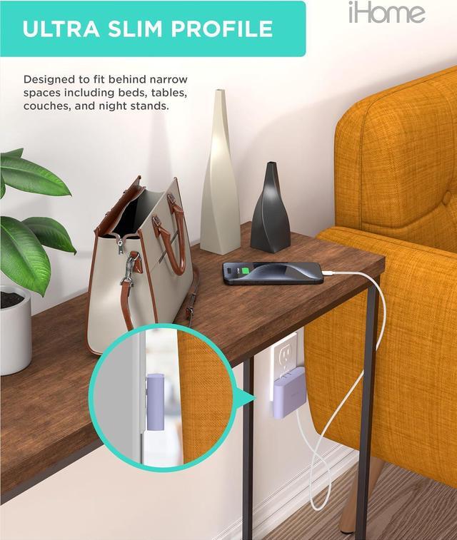 Alt view image 4 of 7 - iHome Slim USB Wall Charger: AC Pro Multiport USB Charger, USB Plug Adapter & Phone Charging Block, 4 USB Plugs for Wall Outlet, Flat 4 Port USB Charger & USB Wall Adapter