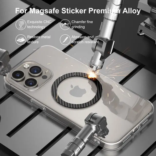 Alt view image 2 of 6 - Magnetic Ring for Magsafe Sticker Phone Magnet, Compatible Universal Conversion MagSafe Adapter Upgrade Bulit-in Magnet Kit for Magsafe Stand, Wireless Charging, Car Holder (Carbon Black) 2 Pack