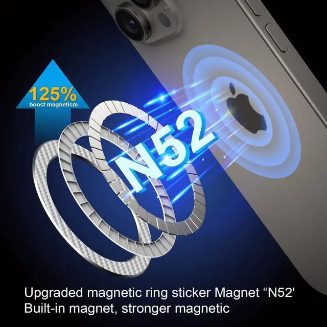 Alt view image 3 of 6 - Magnetic Ring for Magsafe Sticker Phone Magnet, Compatible Universal Conversion MagSafe Adapter Upgrade Bulit-in Magnet Kit for Magsafe Stand, Wireless Charging, Car Holder (Carbon Black) 2 Pack