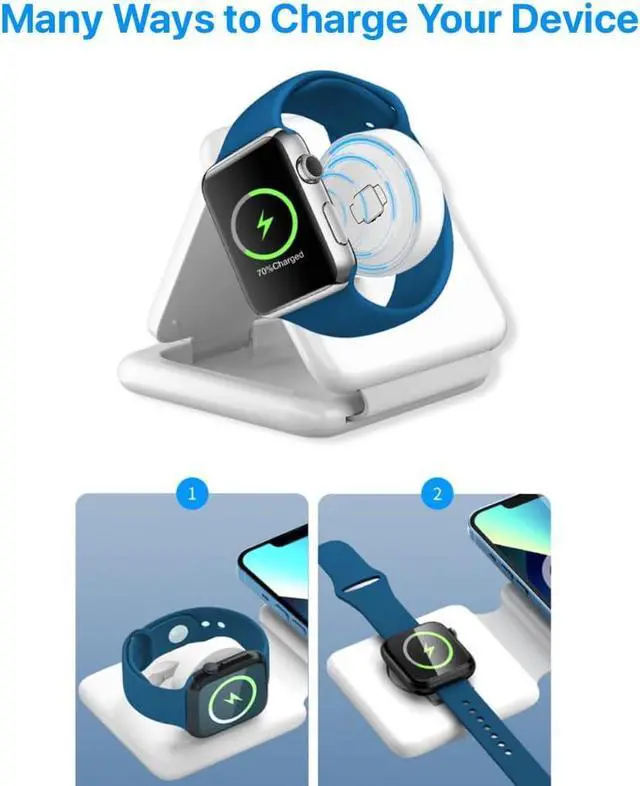 Alt view image 6 of 7 - Wireless Charging Station 3 in 1 Foldable Magnetic 15W Travel Multiple Devices Fast Charger for iPhone 15/14/13/12 Series, AirPods 3/2/Pro/Pro2, iWatch (White)