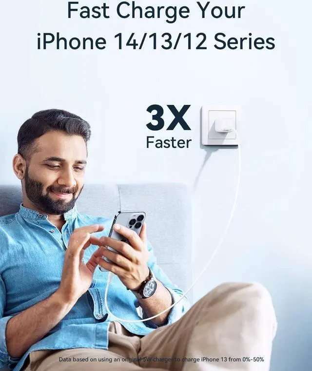 Alt view image 2 of 6 - VOLTME Mini 20W USB-C Power Adapter(GaN iii Tech), PD 3.0 iPhone USB C Faster Charger Block, Type C Wall Charger for iPhone 14/13/12/11 Series, Galaxy, i Pad Pro/i Pad Mini, Airpod and More White