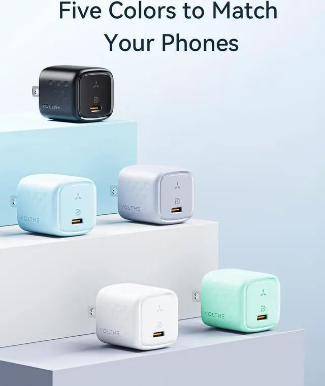 Alt view image 4 of 6 - VOLTME Mini 20W USB-C Power Adapter(GaN iii Tech), PD 3.0 iPhone USB C Faster Charger Block, Type C Wall Charger for iPhone 14/13/12/11 Series, Galaxy, i Pad Pro/i Pad Mini, Airpod and More White